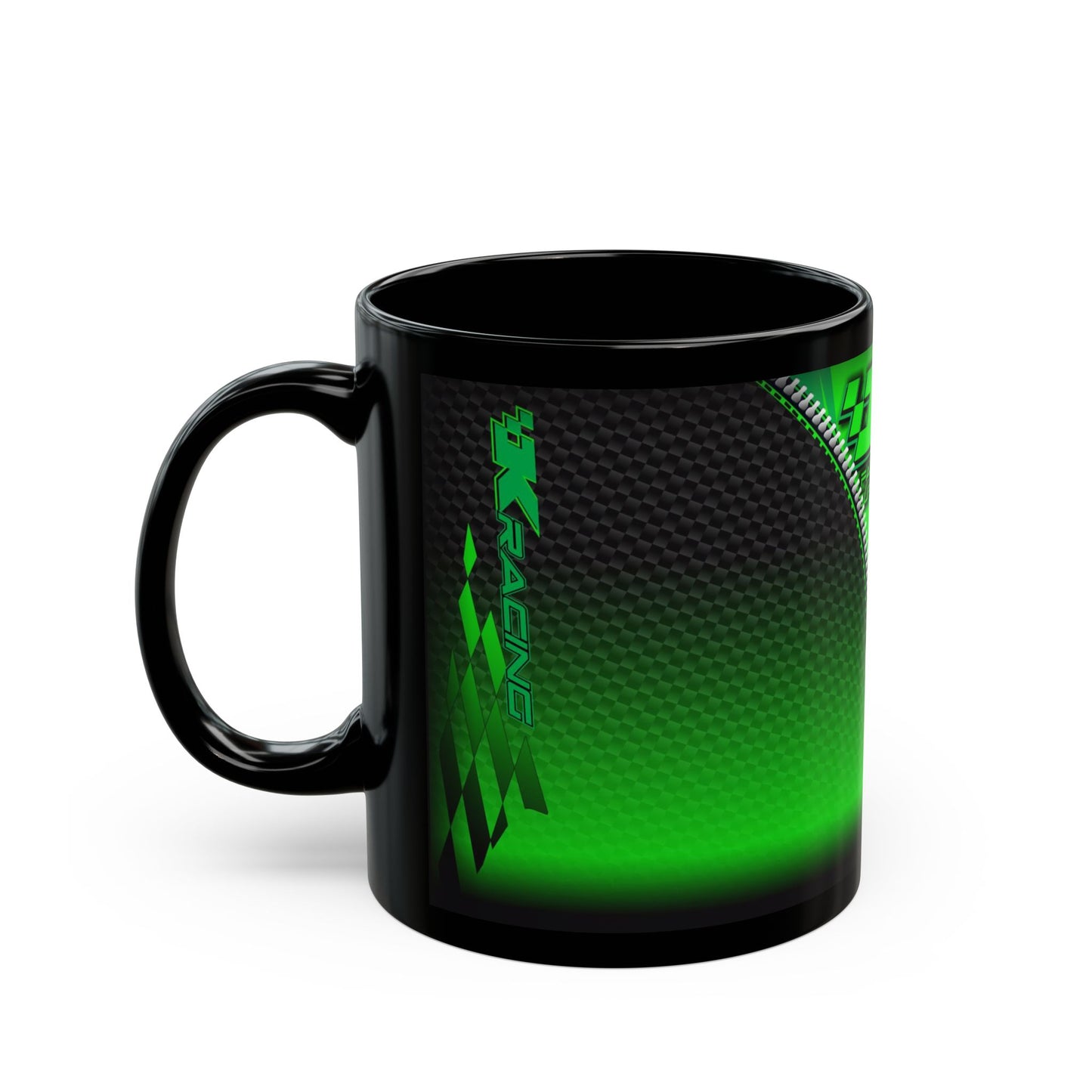 Kawasaki Factory Superbike Designer Black Coffee Mug. For the Kawasaki Enthusiast.