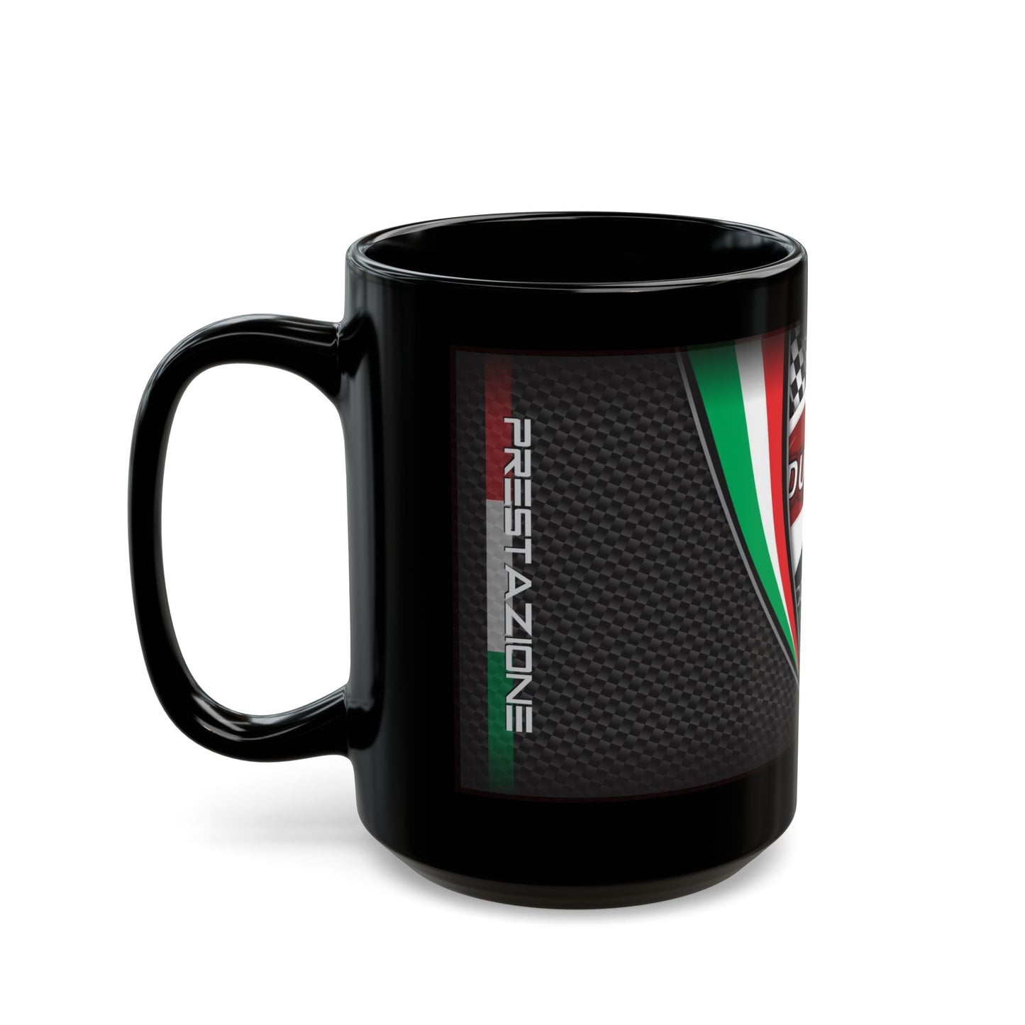 Ducati Inspired Lifestyle. Ducati Inspired "Performance Motor Racing"Designer Black Coffee Mug