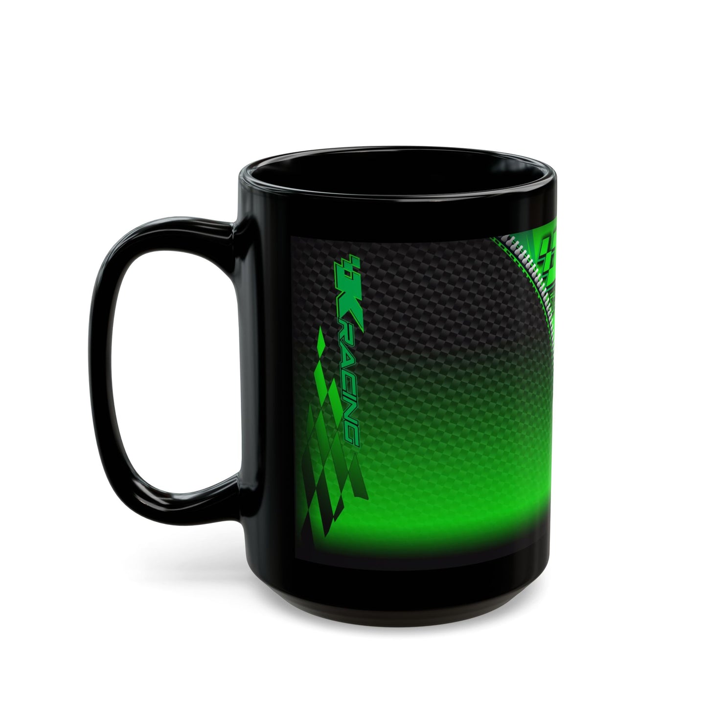 Kawasaki Factory Superbike Designer Black Coffee Mug. For the Kawasaki Enthusiast.