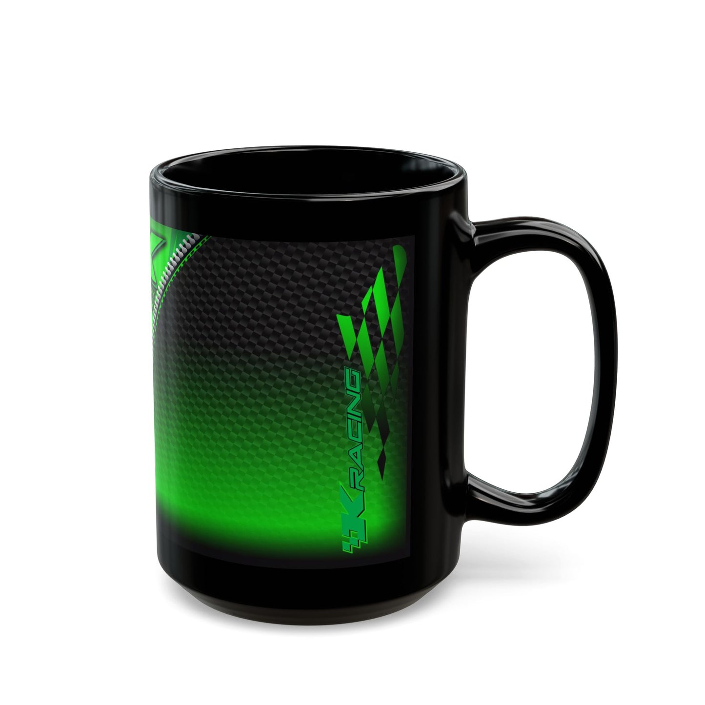 Kawasaki Factory Superbike Designer Black Coffee Mug. For the Kawasaki Enthusiast.