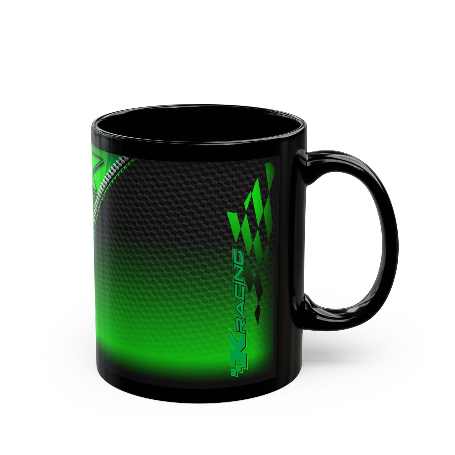 Kawasaki Factory Superbike Designer Black Coffee Mug. For the Kawasaki Enthusiast.