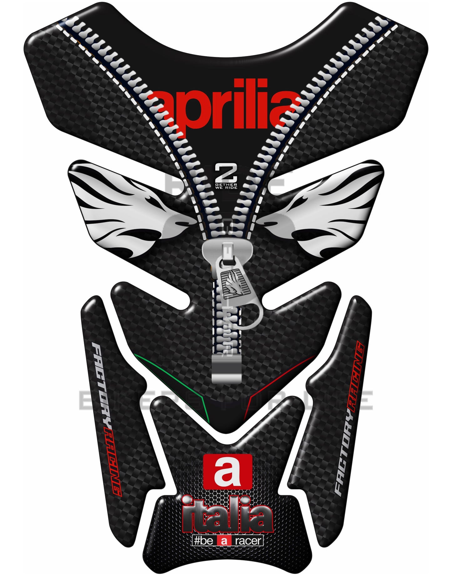 Motor Bike Tank Pad -  Aprilia  RSV 1000 - MILLE - RS250 - RSV4 - RSV4R - FALCO. Italia Factory  Racing  Black Carbon Fibre, Universal Fit  Motor Bike Tank Pad / Protector.