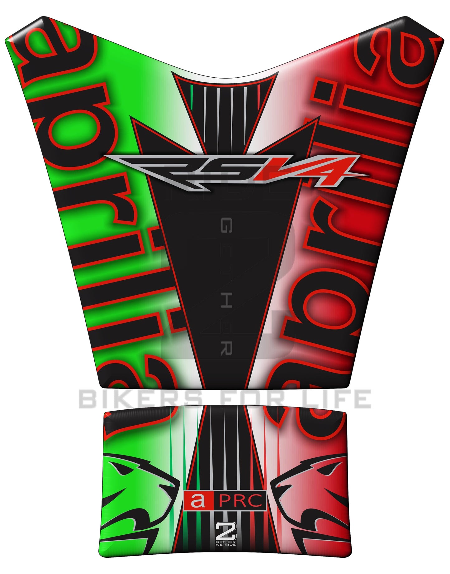 Aprilia Tuona RSV4 Italia. Red, White and Green Tank Pad Protector 2015 - 2019