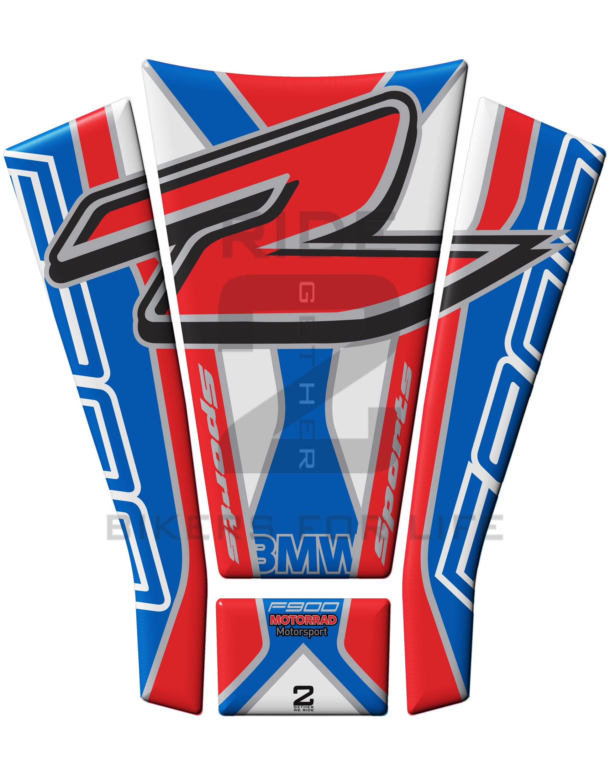 BMW F900 R Motor Bike Tank Pad / Protector 2020 - 2021. Blue, Red and  White 