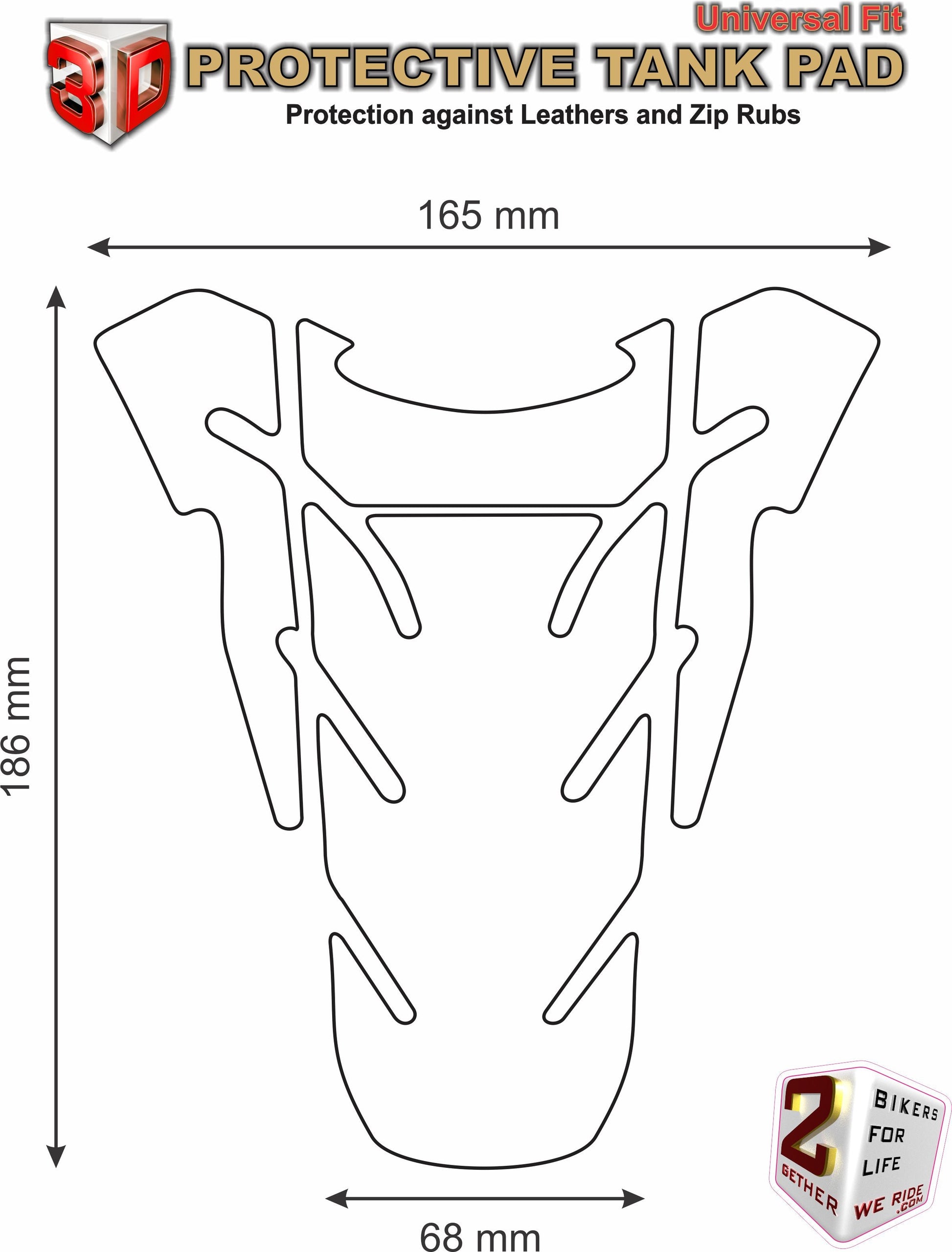 Ducati Black  Motor Bike Tank Pad Protector. A Universal Fit Ducati Tank Pad