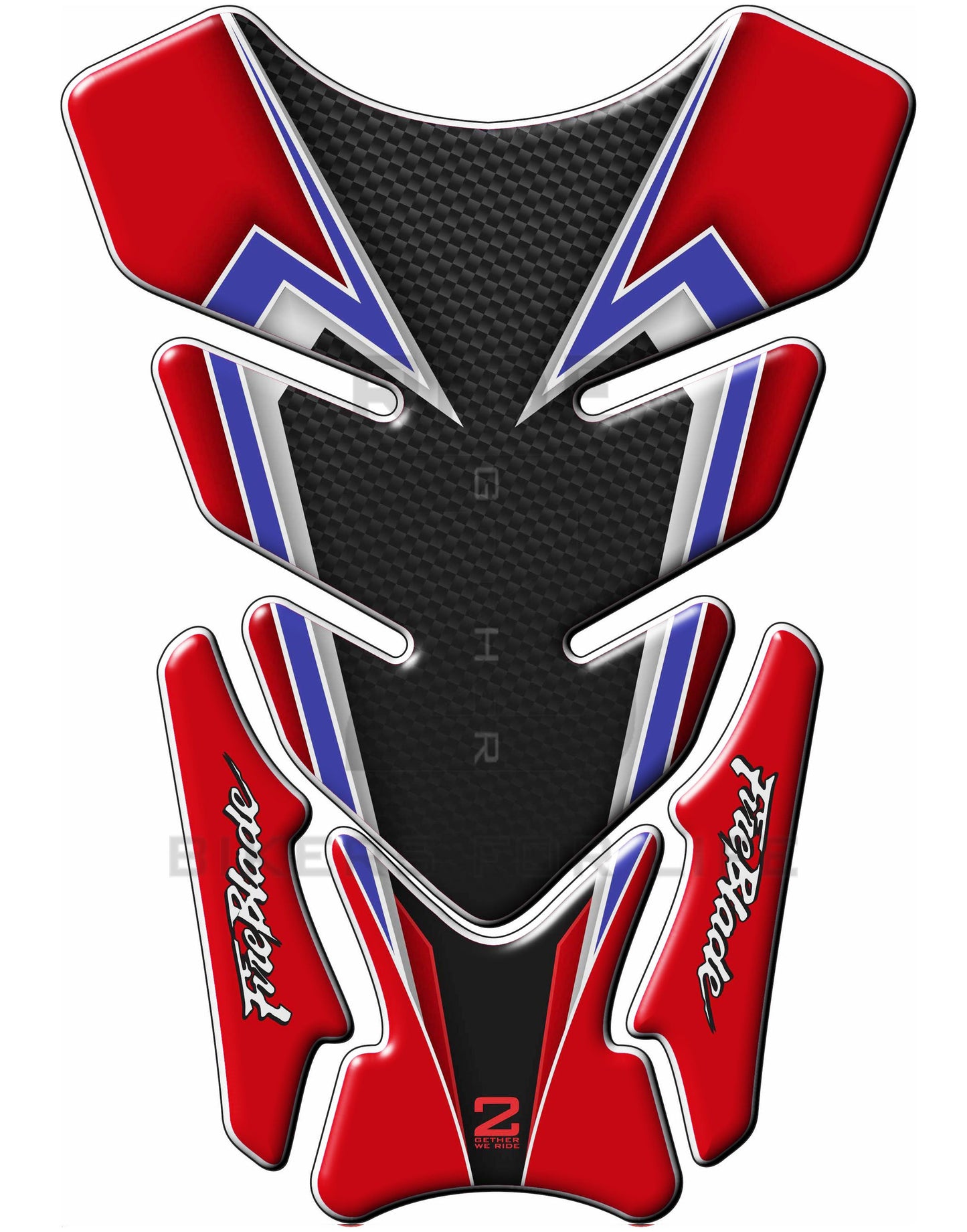 Motor Bike Tank Pad- Honda CBR Fireblade. Red, White and Blue. Protective Tank Pad. Universal Fit.