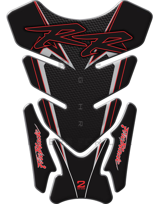 Motor Bike Tank Pad- Honda CBR Fireblade. Black and Carbon Fibre. Protective Tank Pad. Universal Fit.