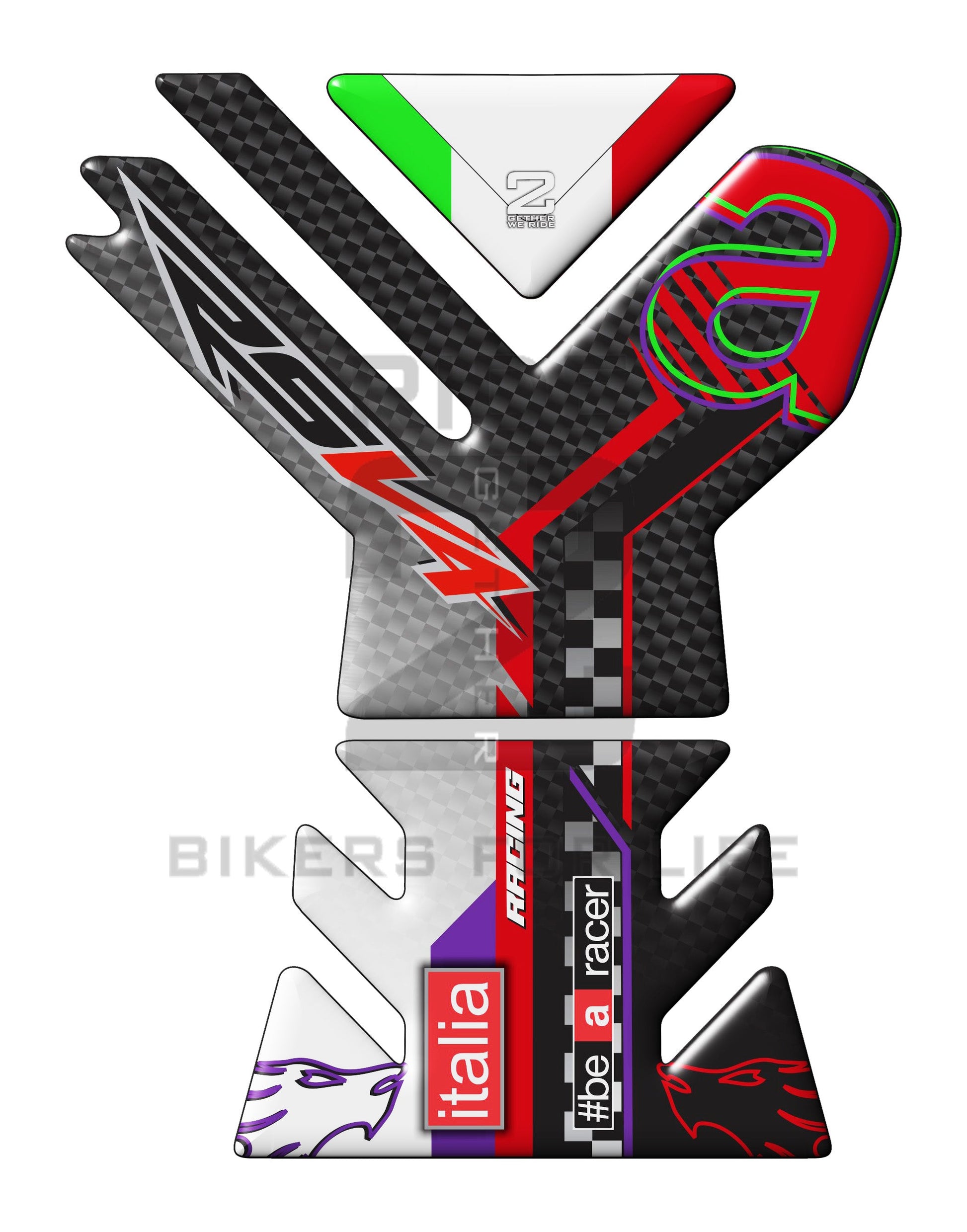 Aprilia RSV4 White, Red Purple and Black Carbon Fibre Tank Pad 2021 -2023