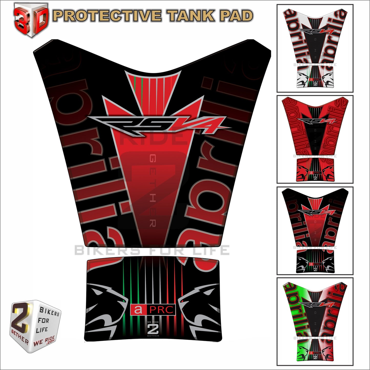 Aprilia Tuona RSV4 Italia. Red, White and Green Tank Pad Protector 2015 - 2019