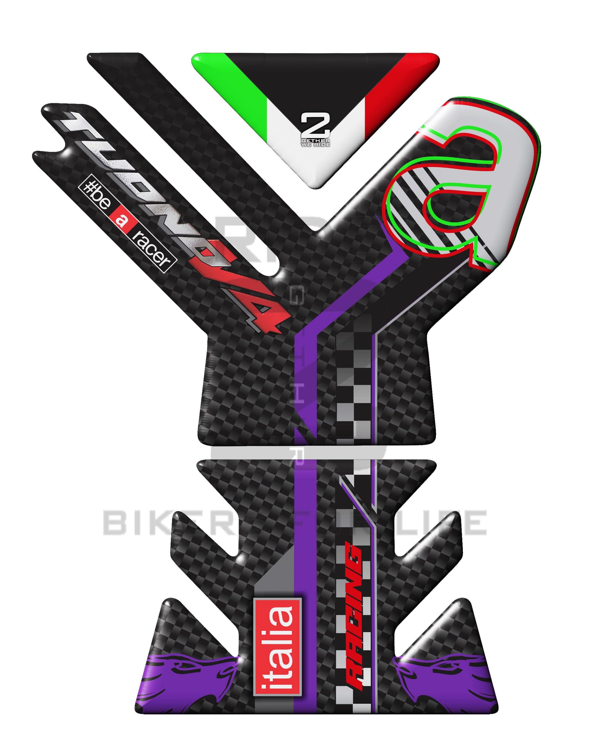 Aprilia Tuono V4 2023 Black and Purple Carbon Fibre   # be a Racer Tank Pad Protector.