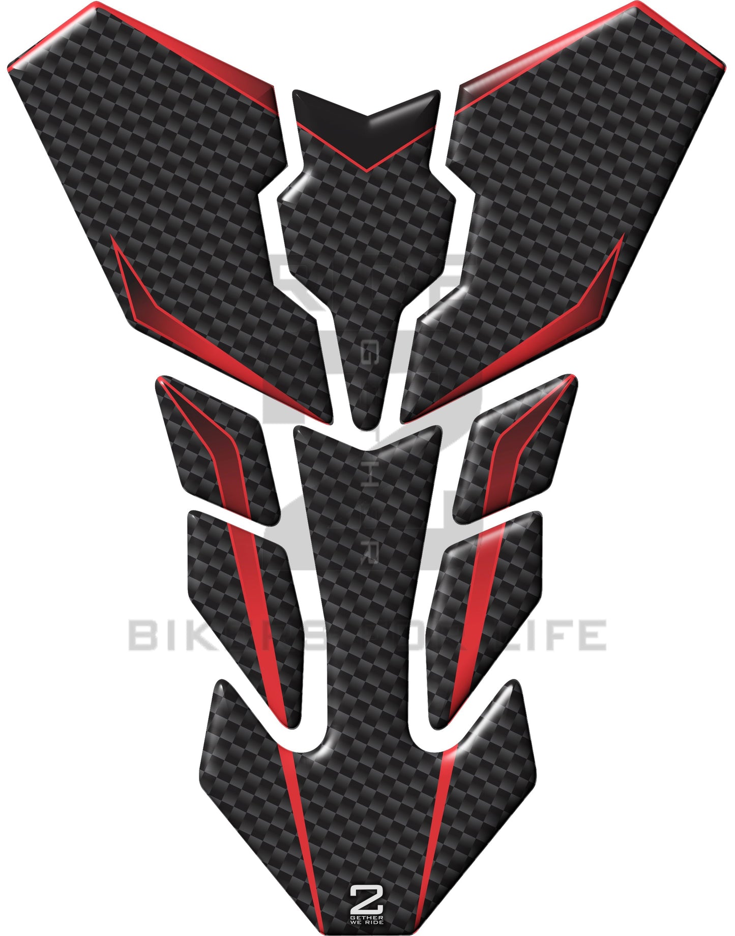 Universal Fit Black and Red Carbon Fibre Motor Bike Tank Pad Protector. A Street Pad which fits most motorcycles.