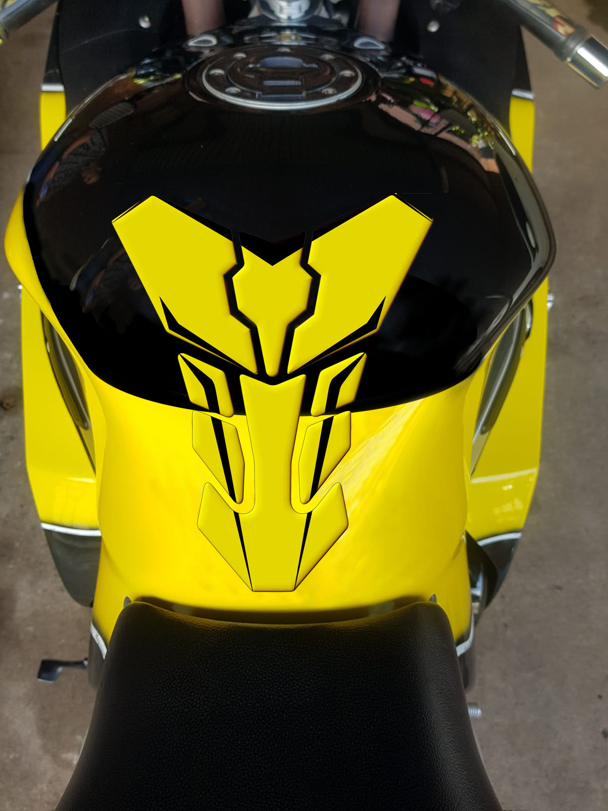 Motor Bike Tank Pad Protector. Universal Fit Yellow Standard Transformer Street Tank Pad