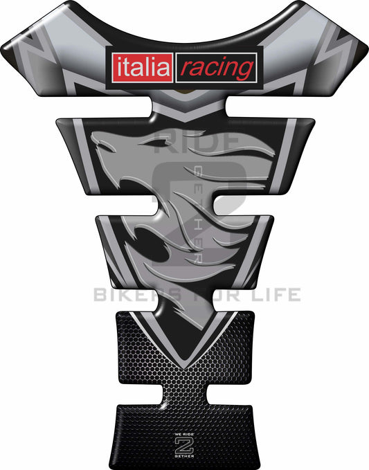 Motor Bike Tank Pad -  Aprilia RSV 1000 - MILLE - RS250 - RSV4 - RSV4R - FALCO etc Black and Silver Motor Bike Tank Pad