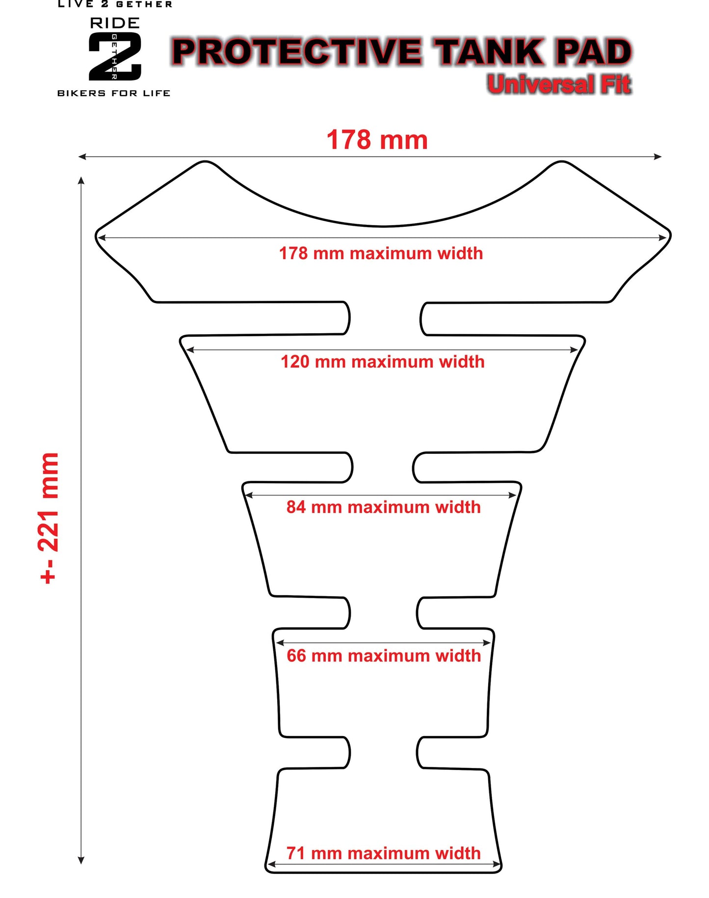 Suzuki Red, Black and Chrome Motor Bike Tank Pad Protector. Fits 1990 - 2023 models.