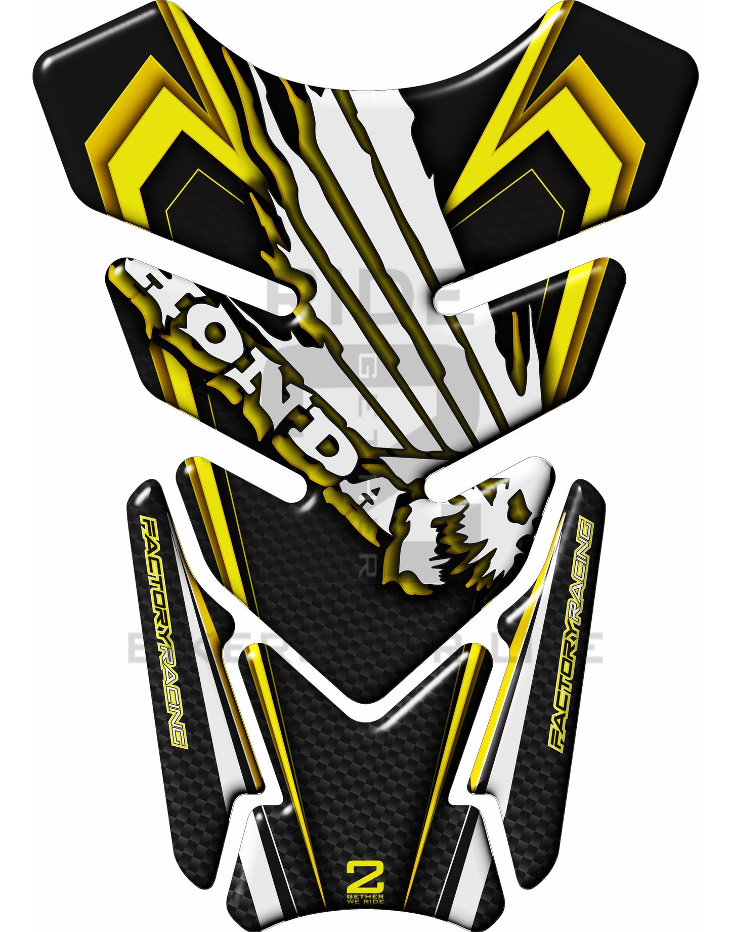 Motor Bike Tank Pad- Honda CBR, NC Series, CB Series, Twin Africa - Yellow , Black Carbon Fibre Protective Tank Pad. Fits most Honda models.