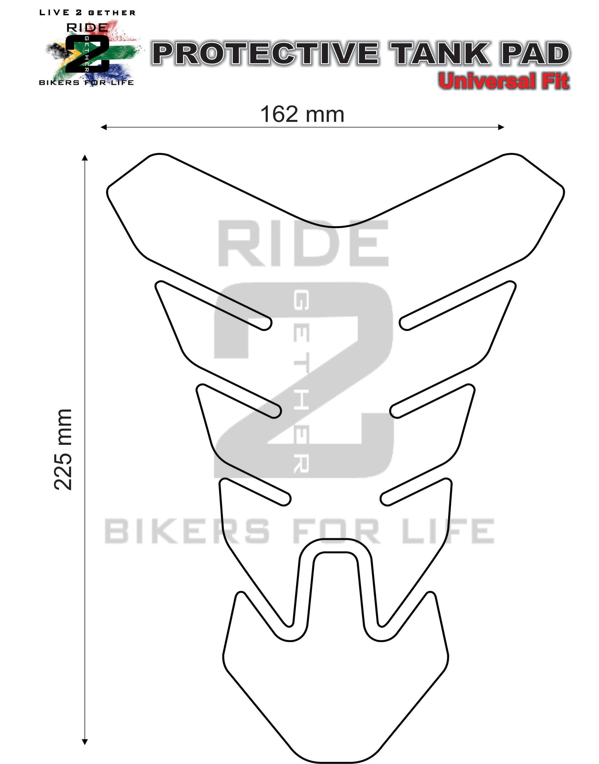 Motor Bike Tank Pad- Honda CBR, NC Series, CB Series, Twin Africa - Black Protective Tank Pad. Fits most Honda models.