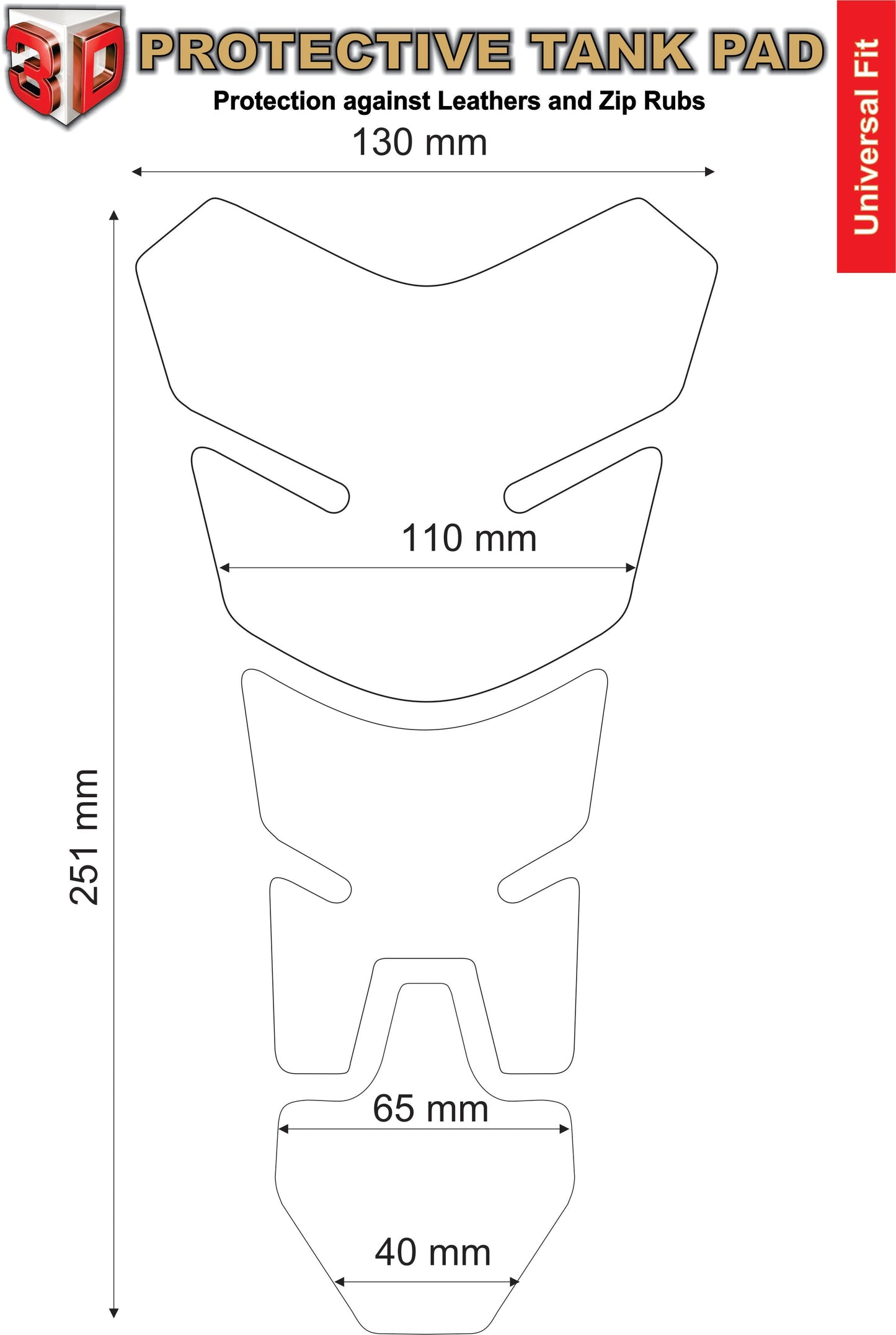 Protection de réservoir pour moto BMW K 1300 R Noir. Ajustement standard