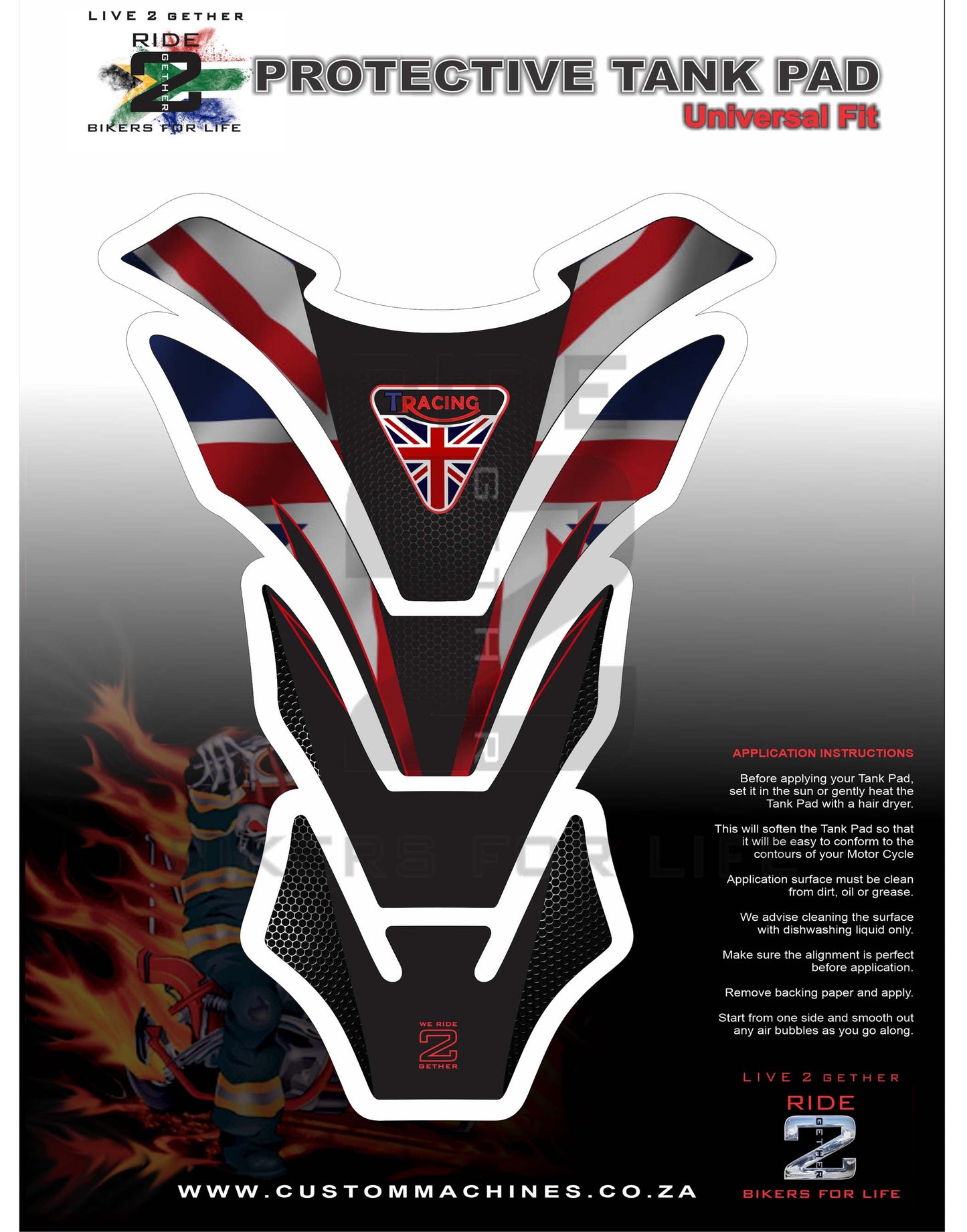 Triumph Black Tank Pad Protector - Street Triple, Trident 660, Street Triple, Speed Triple 1200, Rocket 3, Bonneville, Triumph Speed Twin , Triumph Cafe Racer