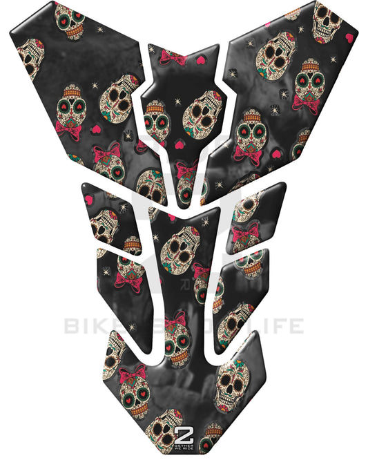 Motor Bike Tank Pad. Day of the Dead. Street Motor Cycle Tank Pad Protector.