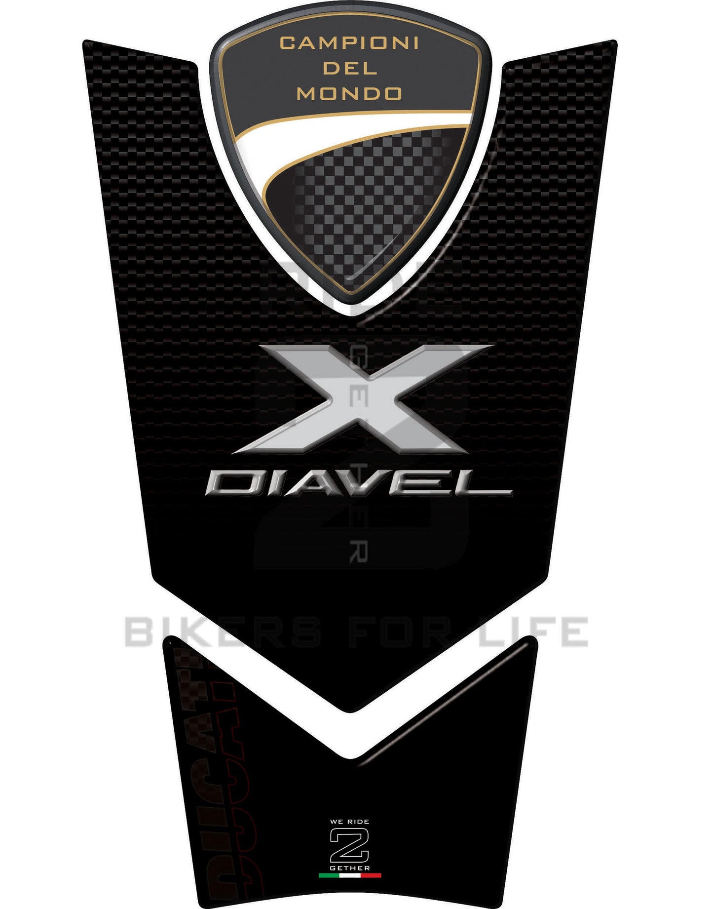 Ducati X Diavel Carbon Fibre Black Motor Bike Tank Pad