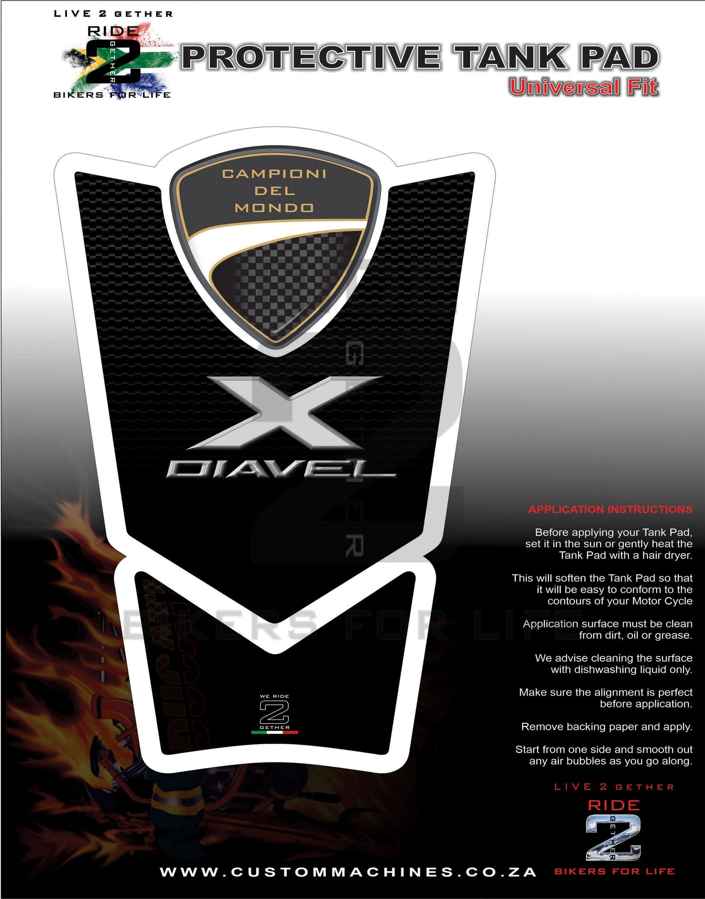 Protection de réservoir de moto noire en fibre de carbone Ducati X Diavel