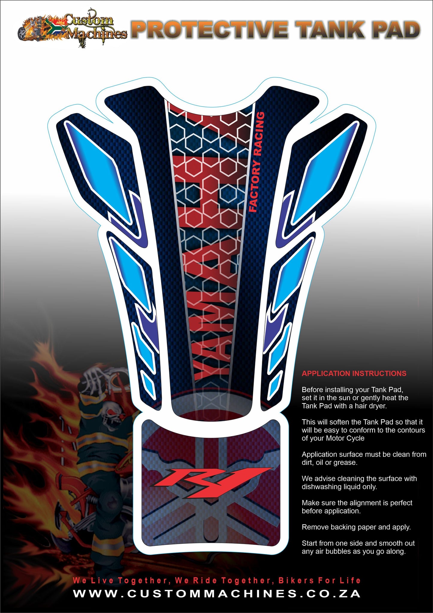 Protecteur de réservoir de moto Yamaha Factory Racing rouge R1