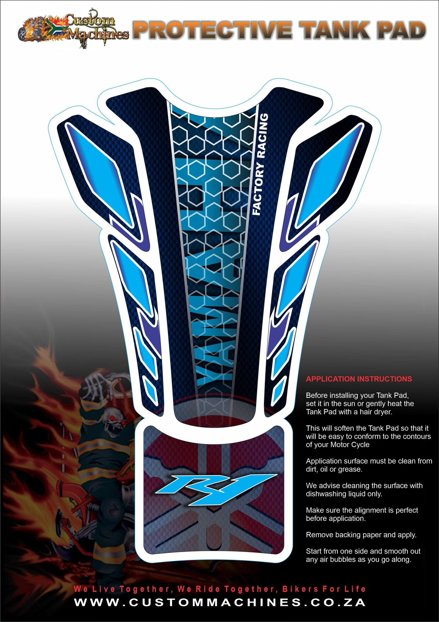 Protecteur de réservoir de moto Yamaha Factory Racing Blue R1